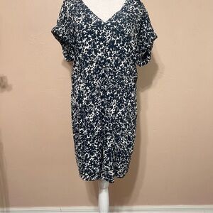 Whistles London Short Sleeve V-Neck Pleated Sheath Pocketed Shirt Casual Dress 6